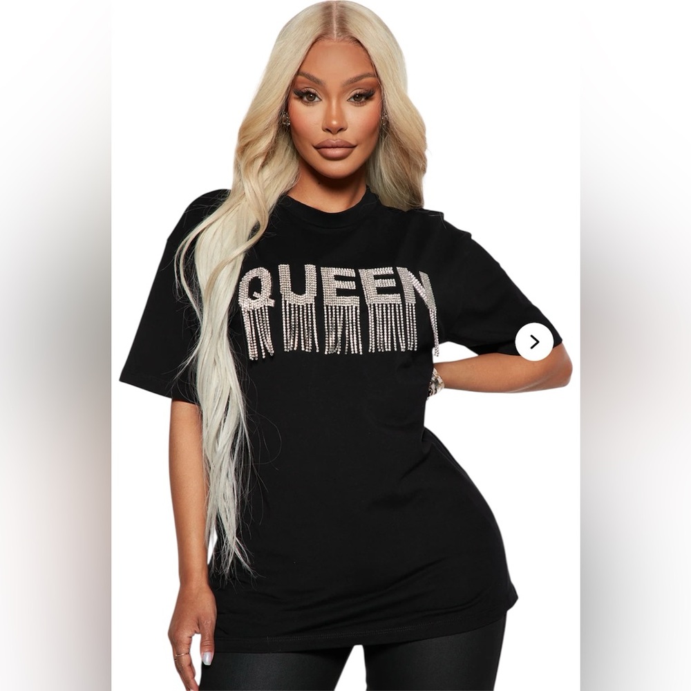 Fashion Nova Black Queen Rhinestone Tee